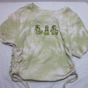 Nickelodeon Rugrats Crop Top Womens Size Small  Short Sleeve Green Tie Dye